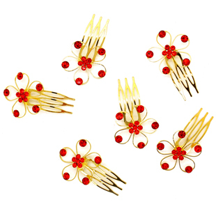  千色新娘幸福花儿 韩式水钻小插梳红色结婚头饰花 婚纱发饰品配饰