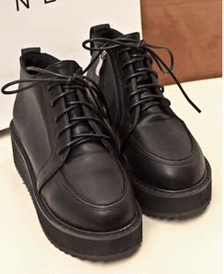  南在南方秋冬新款韩版松糕鞋厚底鞋时尚平底单鞋女鞋 英伦鞋