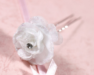  玫瑰型发簪发饰 新娘头饰婚礼结婚 盘发合金发簪 多色入 9557