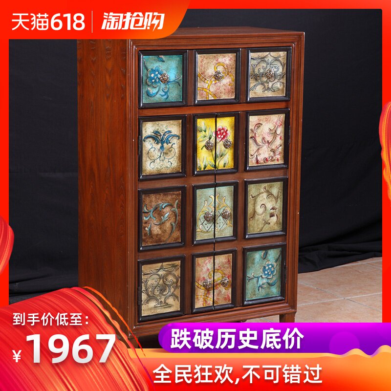 Athena American country Mediterranean Sea Colorful Hand drawn Shoe cabinet Cabinets multi-function decorate Door cabinetin the Residential furniture , Cabinet , Shoebox category - from Buy2taobao.com to provide professional Taobao agent buy service