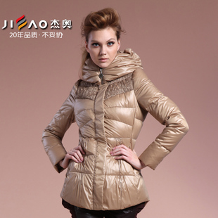  杰奥羽绒服冬新款女短款 韩版修身蝴蝶结燕尾服后摆778