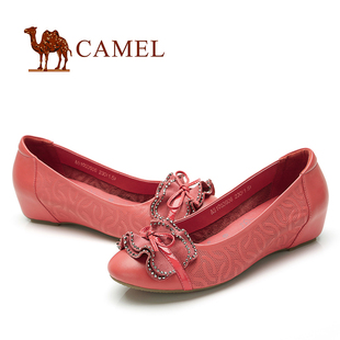  年新款 Camel骆驼正品花朵女鞋 头层牛皮女单鞋 81053606