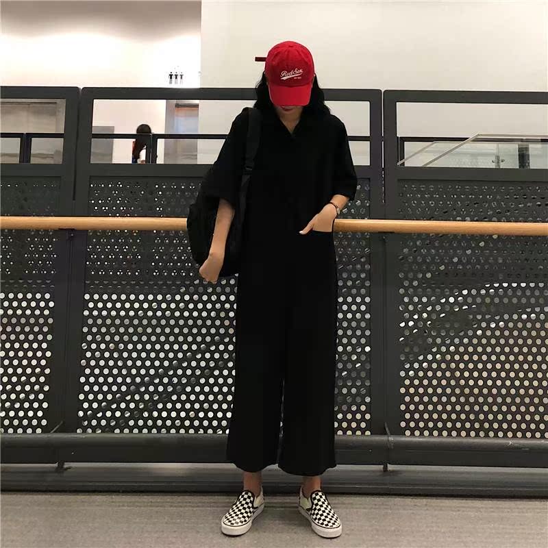 香港潮牌春季2019新款宽松工装风九分连体裤休闲裤韩版阔|msdalam kategori Butik wanita / wanita, seluar, seluar santai - dari Buy2taobao.com untuk memberikan perkhidmatan ejen Taobao profesional membeli