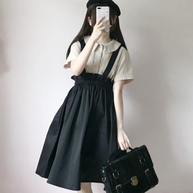背带裙夏女2018新款初中学生可爱裙子吊带连衣裙日系软妹两件套装|ruв категории Женская одежда, юбка - от Buy2taobao.com для оказания профессиональной услуги покупки агента Taobao