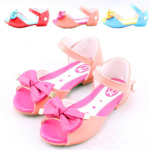  夏新款女童凉鞋 儿童凉鞋蝴蝶结韩版鱼嘴公主鞋包邮
