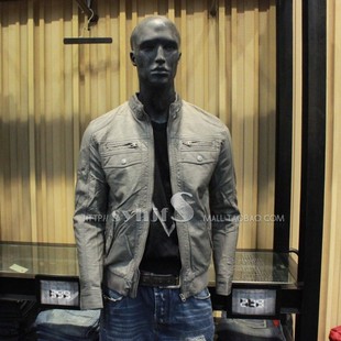  JackJones/杰克琼斯正品新款男装-仿皮质感立领休闲夹克（灰）