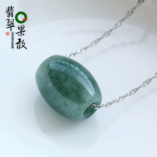  R005-2 果敢翡翠 翡翠路路通A货 油青玉吊坠转运珠送银链 送爱人
