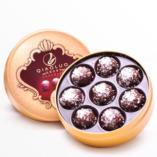  巧罗 巧克力 芒果味夹心 圆形铁盒零食品 淘宝年货节礼盒