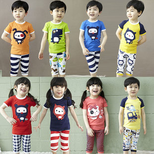  夏装新款童装睡衣儿童夏季短袖居家服/男童女童透气内衣套装