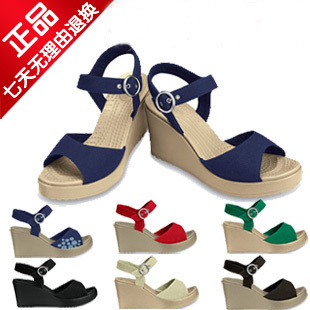  专柜正品crocs哈娜妮高跟鞋卡洛驰凉鞋 鱼嘴 帆布鞋 女鞋全场包邮