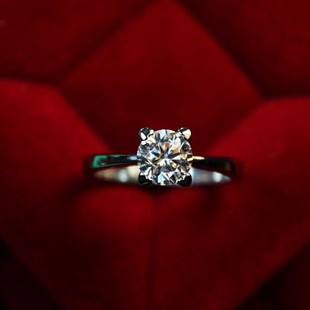  卡家同款四爪方钻顶级一克拉钻石白金色永不褪色对戒戒指钻戒婚戒