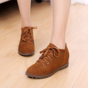  【天天特价】新款英伦单鞋牛筋底休闲鞋平跟内增高真皮女鞋子