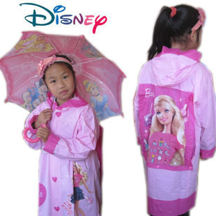  正品迪士尼儿童雨衣女童雨披学生大童带书包位雨具可配雨鞋套装