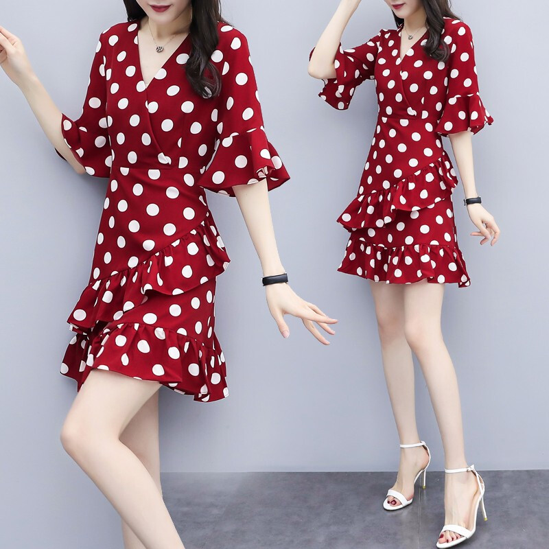 Euphemism 2019 Summer wear new pattern Wave V. Lotus leaf Show thin Dress XM83 gules XLin the Personalized custom/Design Services/DIY , Custom clothing bags , Custom clothing , Overalls/Uniforms/Business service tailored category - from Buy2taobao.com to provide professional Taobao agent buy service