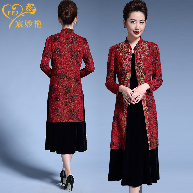 套装金丝绒大码妈妈装婚礼服2019春装新款中老年女装绣花|ruв категории Женская одежда, в пожилых женщин - от Buy2taobao.com для оказания профессиональной услуги покупки агента Taobao