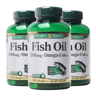 【3瓶共160粒】美国原装自然之宝欧米伽3高纯浓缩深海鱼油软胶囊