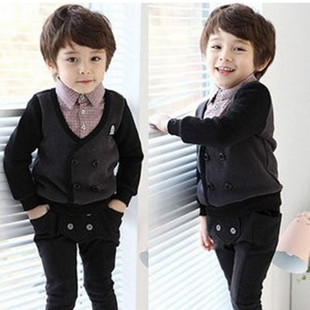  儿童套装男潮秋装四岁男童套装外贸童装学院风外套日系ｔ恤直筒裤