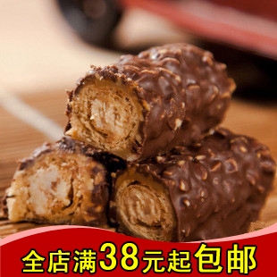  进口巧克力零食品 韩国特产三进X5巧克力棒 x-5榛果仁夹心威化36g