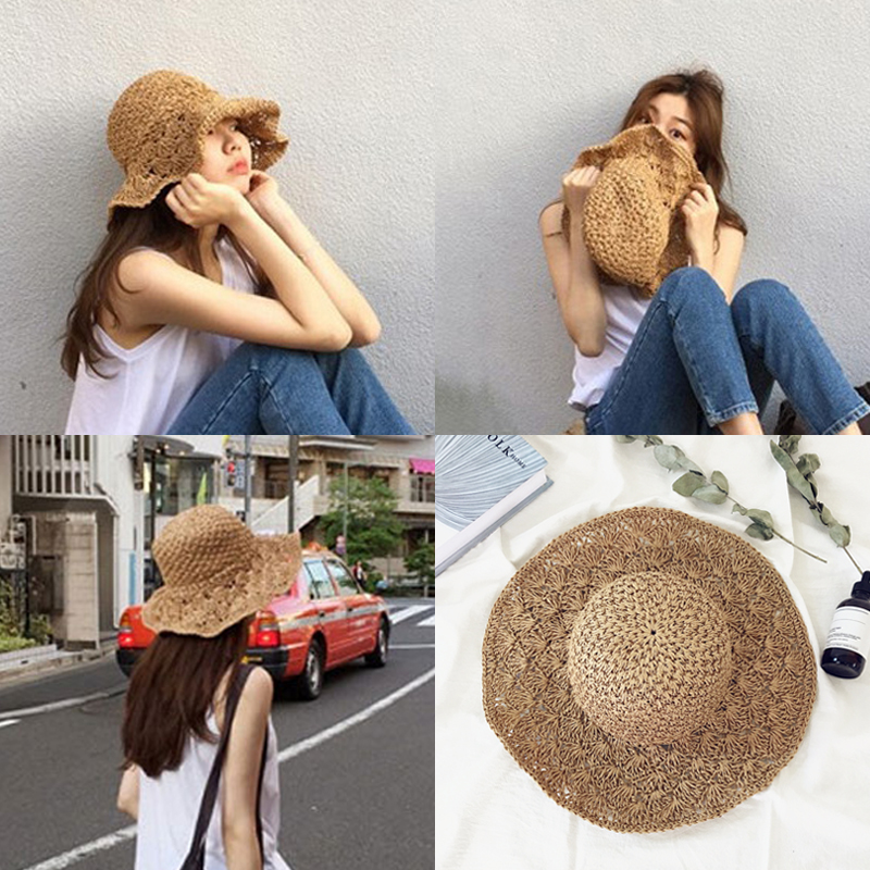 ins Hot Foldable Sandy beach Straw hat summer Versatile fresh Seaside on vacation Sunscreen Visorin the Sports/Yoga/Fitness/Fans supplies , Swim , Swimming equipment , Visor/Beach hat category - from Buy2taobao.com to provide professional Taobao agent buy service