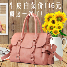 2013 new shoulder diagonal bag leather handbag bow section European and American style fashion leather tide