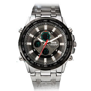  奥迪斯 北京青年炫酷运动双机芯 钢带电子石英表 时装表 男士手表