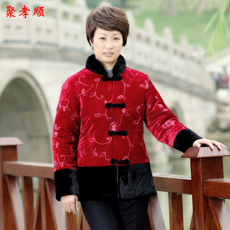 淘金币 聚孝顺女装金丝绒中老年棉衣棉服服装老年大码妈妈装1201