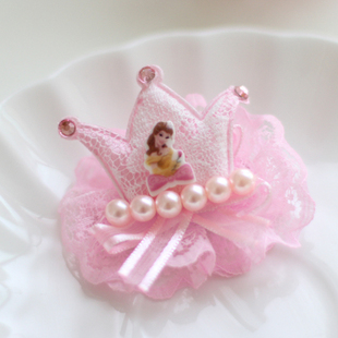  儿童发饰 宝宝儿童头饰品 迪士尼正品儿童饰品 公主皇冠发夹 包布