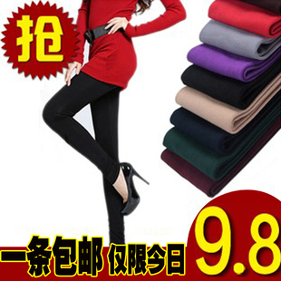  包邮秋冬加厚打底裤韩版潮女秋大码加厚加绒女士显瘦九分打底裤子