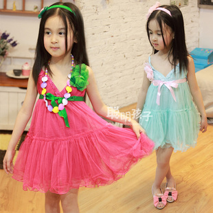  韩版女童儿童童装夏装甜美可爱公主裙吊带裙连衣裙纱裙裙1230