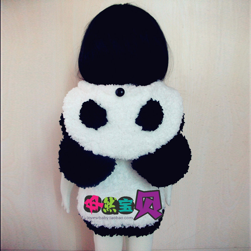 <em>熊猫</em>亲子<em>马甲手工编织</em> 长粗绒绒线毛线材料包