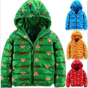  反季清仓 新款儿童装 男女童大嘴猴加厚连帽羽绒服外套上衣 包邮