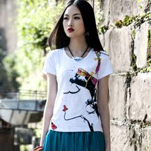 2013 summer new model range is still pretty ink stamp on the branches long section of loose short-sleeved round neck t-shirt
