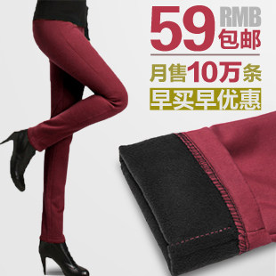 包邮 秋冬季加绒加厚打底裤女士大码显瘦铅笔裤抓绒保暖裤女裤子