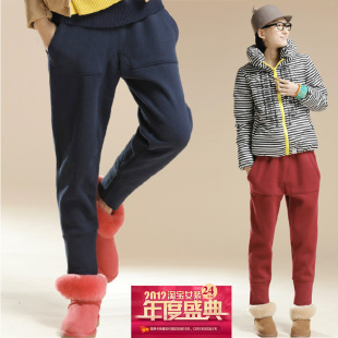  加厚加绒哈伦裤秋冬新款女装韩版潮大码休闲长裤子显瘦女裤子