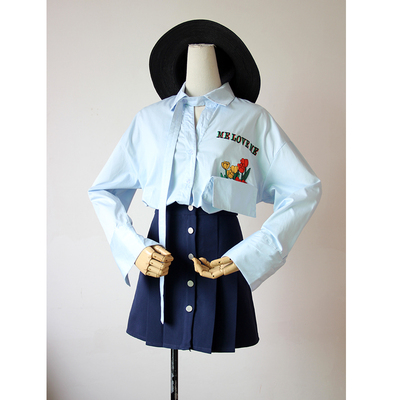 西普3330# | 春款百搭休闲宽松刺绣个性长袖衬衫（0.26kg）