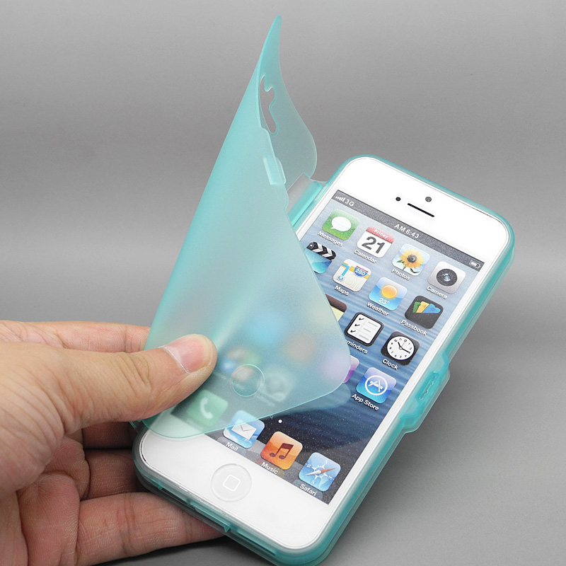iphone5磨砂手机壳 苹果5翻盖手机壳白色透明 个性创意硅胶套软壳