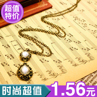  欧美复古 时尚百搭水滴毛衣链 长款项链 美丽总站 特价 饰品批发