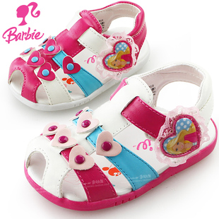  包邮!夏正品牌芭比公主宝宝女童学步软底凉鞋 幼儿小童包头叫叫鞋