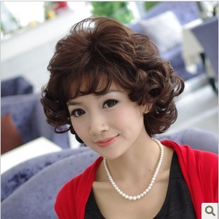 假发套女短发中老年妈妈全头套年轻中年女式蓬松短卷发时尚真人发在类目 美发护发/假发, 假发, 整顶假发中 - 来自Buy2taobao.com提供专业的淘宝代购服务