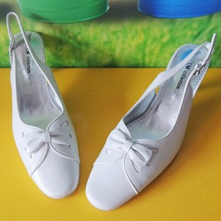  欧美外贸原单 真皮牛皮蝴蝶结 中跟包头 凉鞋小皮鞋子 鞋 女 特价