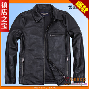 特价大码 DOCKERS男士休闲真皮皮夹克翻领牛皮皮衣冬外套A018