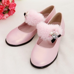  绿盒子童装童鞋摩登小姐女童皮鞋春秋款儿童PU单皮鞋子粉