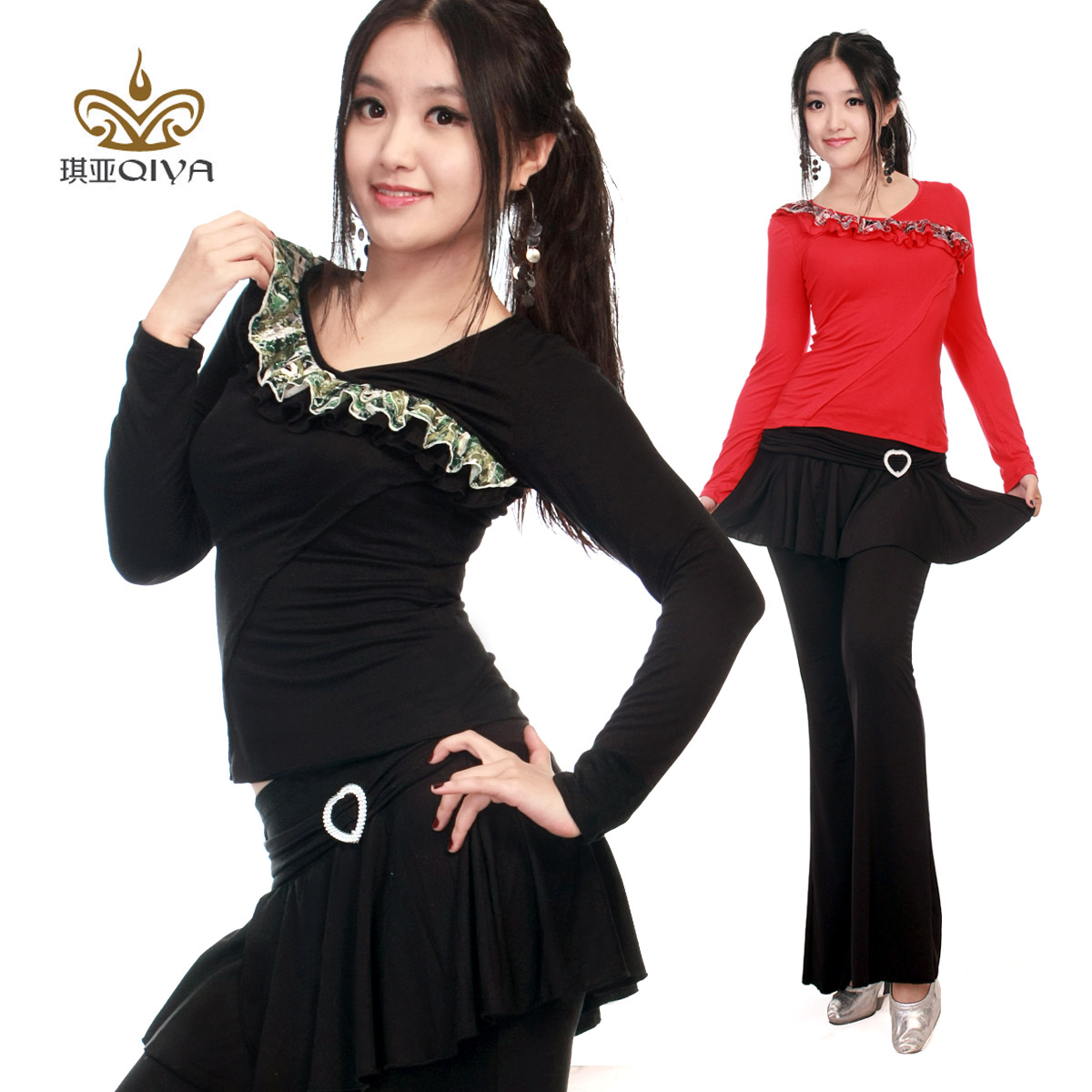 专业舞美女成人广场舞服装套装新款舞蹈服裙裤长袖跳舞服修身套装