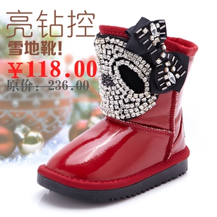  冬季女童雪地靴短绒保暖 韩版防水童靴子 儿童中筒靴