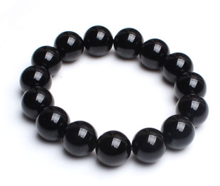  腾龙阁 巴西正品天然黑碧玺手链女款民族风饰品 蛇本命年送玛瑙