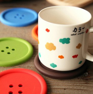 夏香古舍 韩版创意家居生活用品  圆形硅胶杯垫 可爱纽扣杯垫