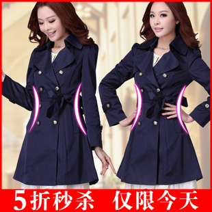  春装新款韩版女装外套双排扣时尚通勤OL修身加绒加厚风衣外套