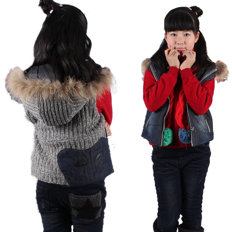 2012新款秋冬女童大童牛仔<em>加厚</em>马甲<em>冬装</em>儿童
