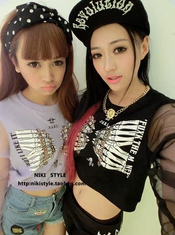 嘻哈HIPHOP JAZZ街舞骷髅手指黄金摇滚网纱