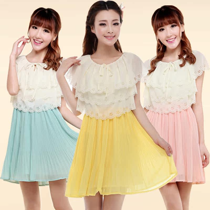 小清新夏季森女系夏裙子学生雪纺<em>少女</em>夏天<em>连衣</em>